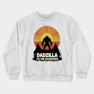Mens Dadzilla Father Of The Monsters Retro Vintage Sunset Crewneck Sweatshirt